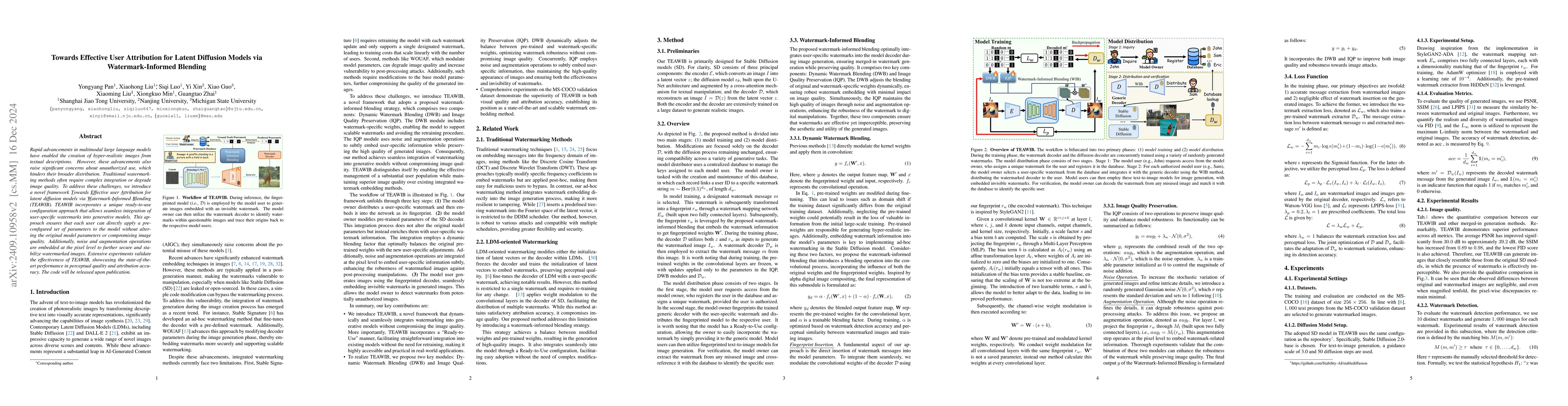 Thumbnail for Towards Effective User Attribution for Latent Diffusion Models via
  Watermark-Informed Blending