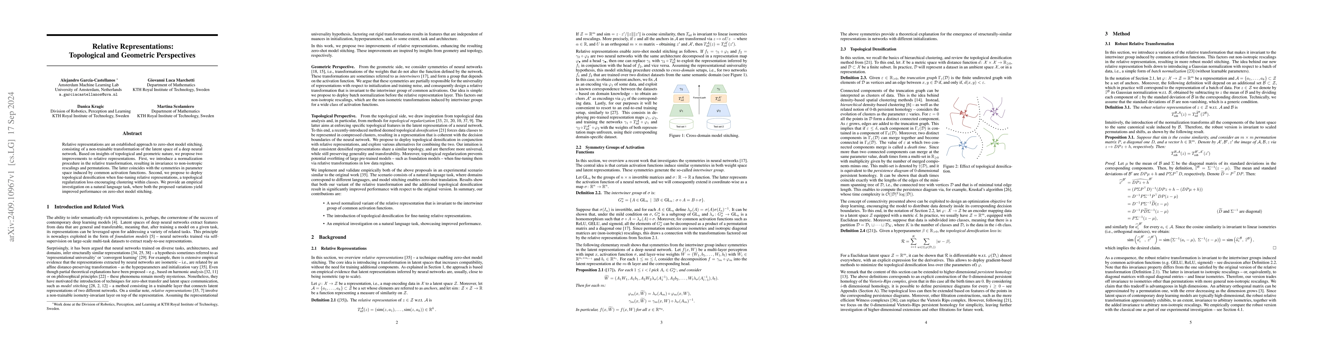 Thumbnail for Relative Representations: Topological and Geometric Perspectives