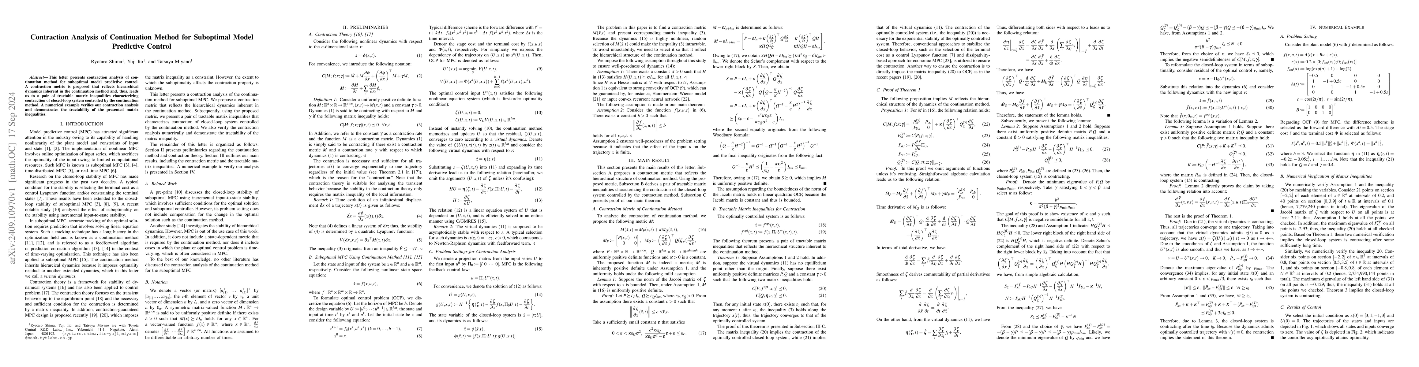 Thumbnail for Contraction Analysis of Continuation Method for Suboptimal Model
  Predictive Control