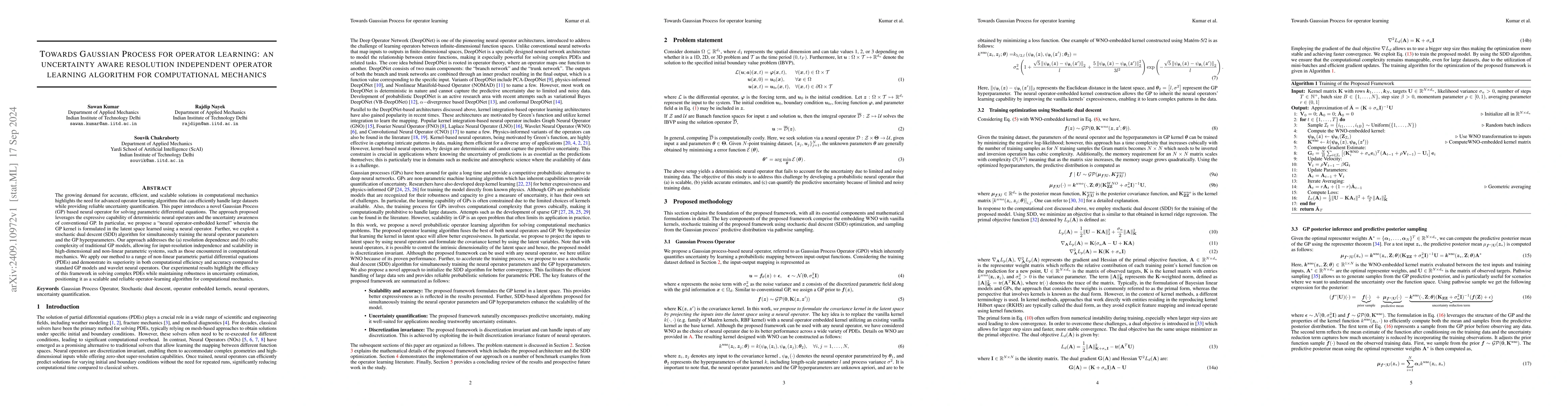 Thumbnail for Towards Gaussian Process for operator learning: an uncertainty aware
  resolution independent operator learning algorithm for computational
  mechanics