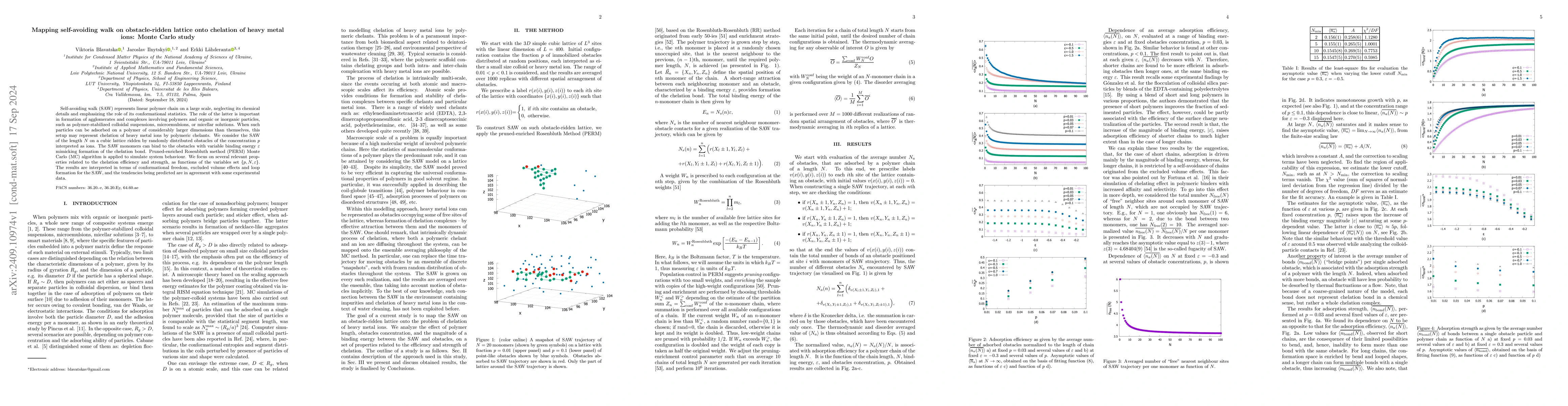 Thumbnail for Mapping self-avoiding walk on obstacle-ridden lattice onto chelation of
  heavy metal ions: Monte Carlo study