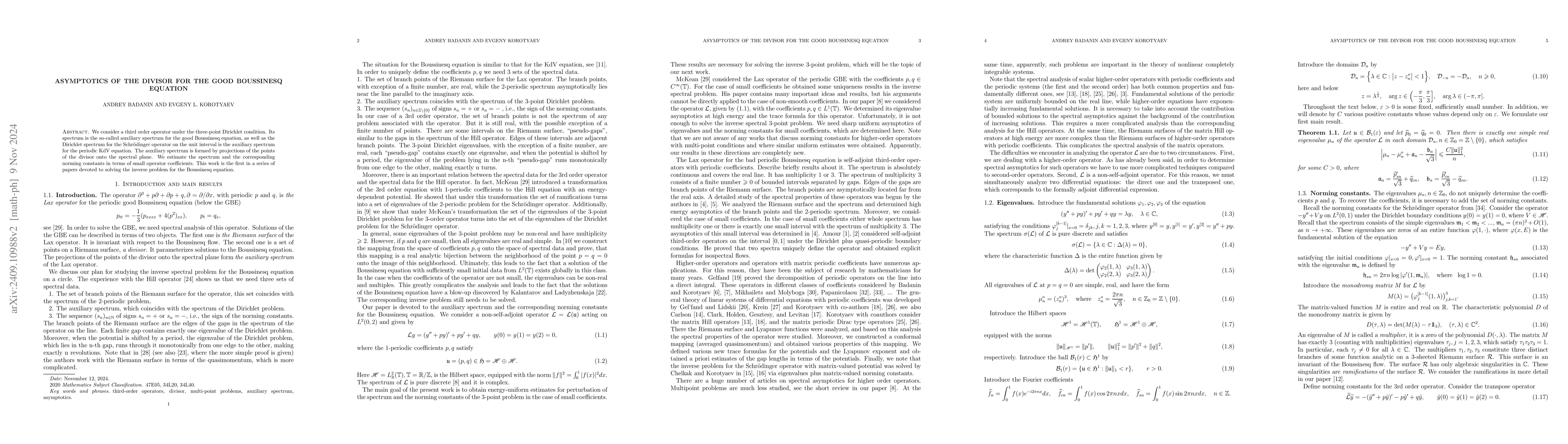Thumbnail for Asymptotics of the divisor for the good Boussinesq equation