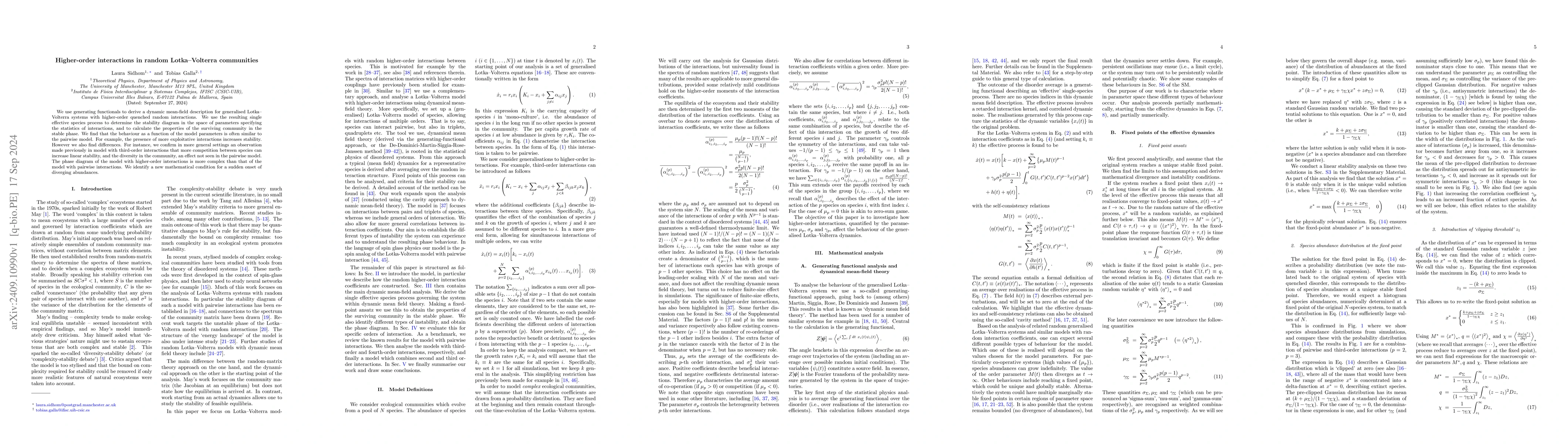 Thumbnail for Higher-order interactions in random Lotka-Volterra communities