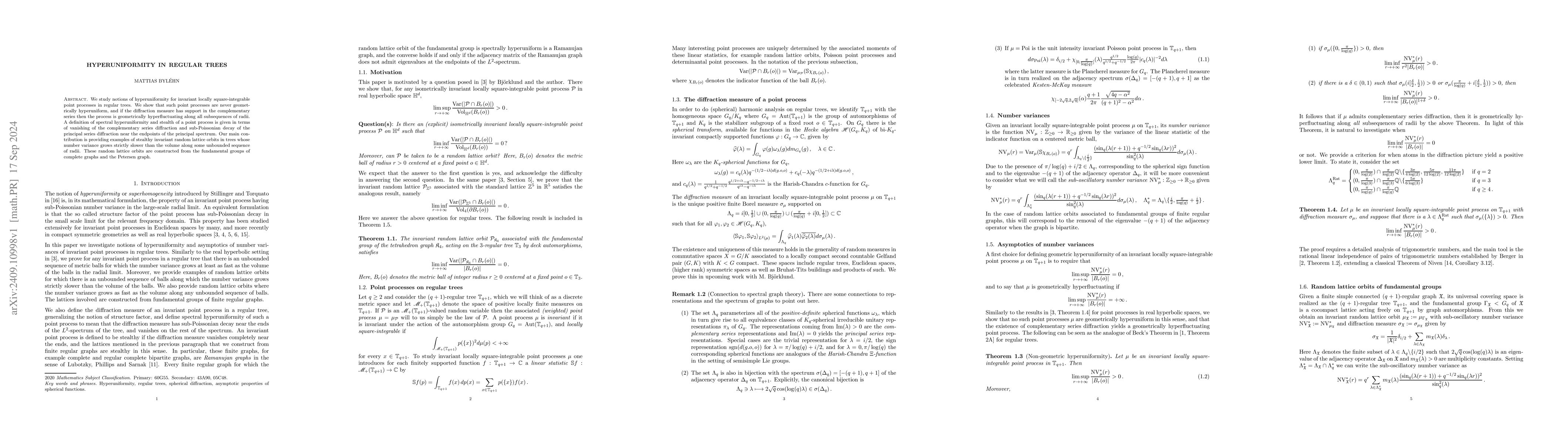 Thumbnail for Hyperuniformity in regular trees