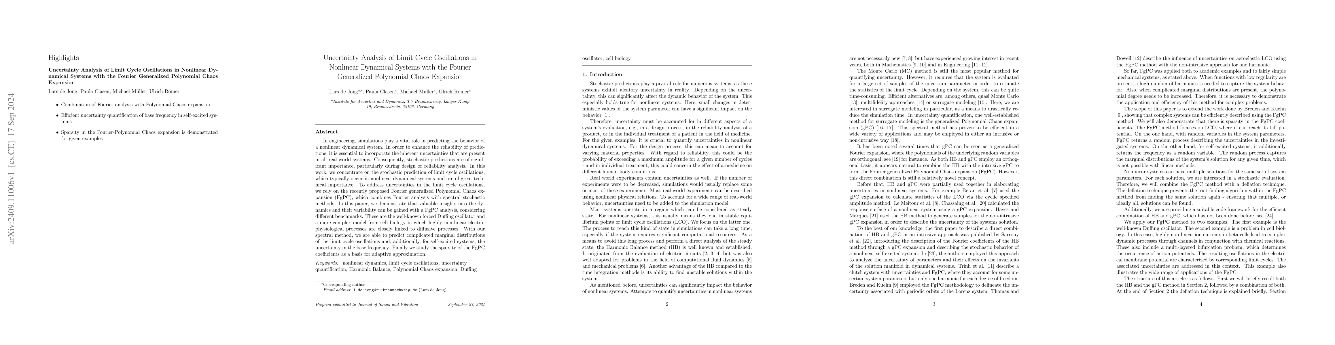Thumbnail for Uncertainty Analysis of Limit Cycle Oscillations in Nonlinear Dynamical
  Systems with the Fourier Generalized Polynomial Chaos Expansion