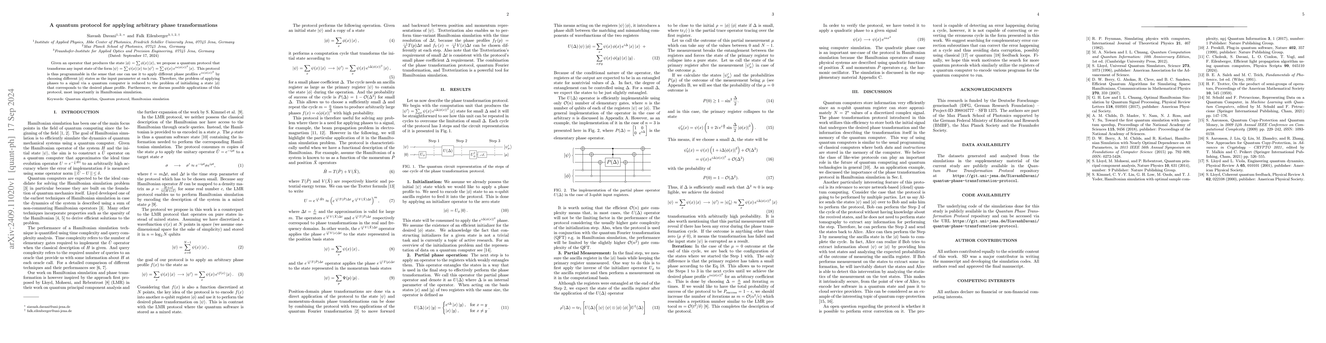 Thumbnail for A quantum protocol for applying arbitrary phase transformations