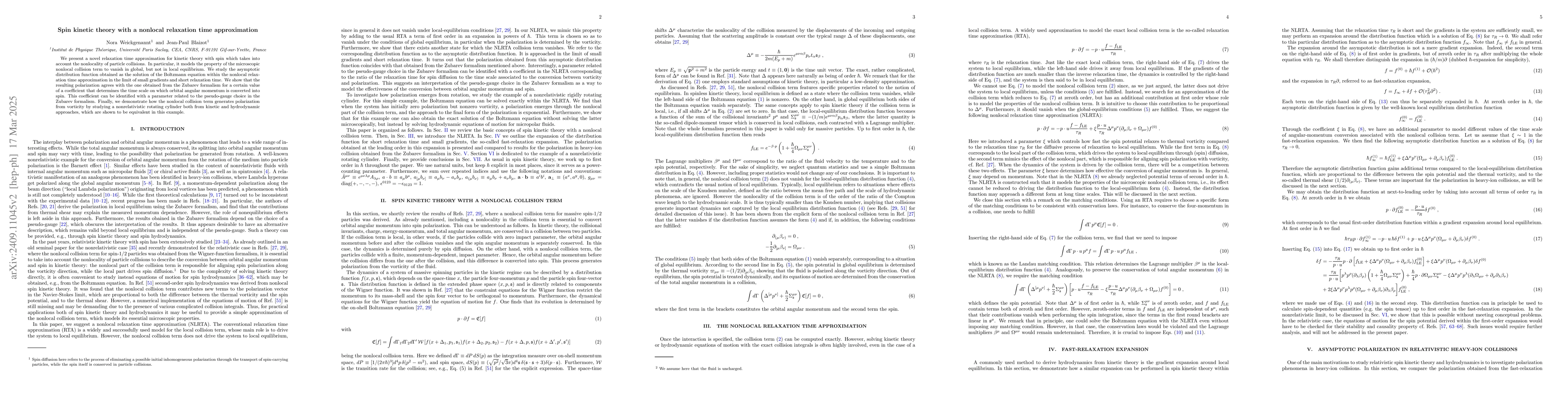 Thumbnail for Spin kinetic theory with a nonlocal relaxation time approximation