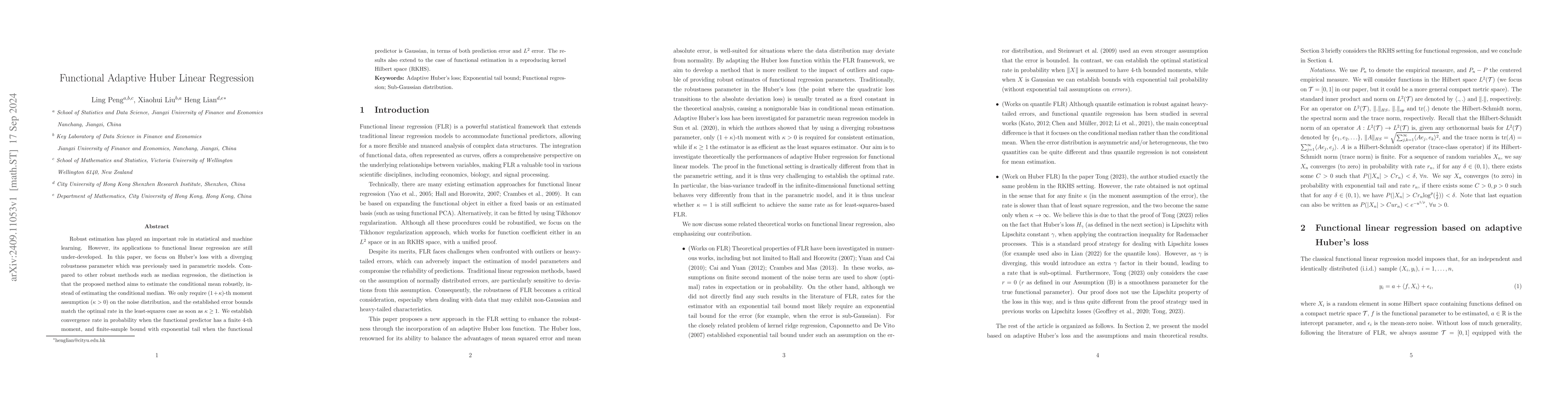 Thumbnail for Functional Adaptive Huber Linear Regression