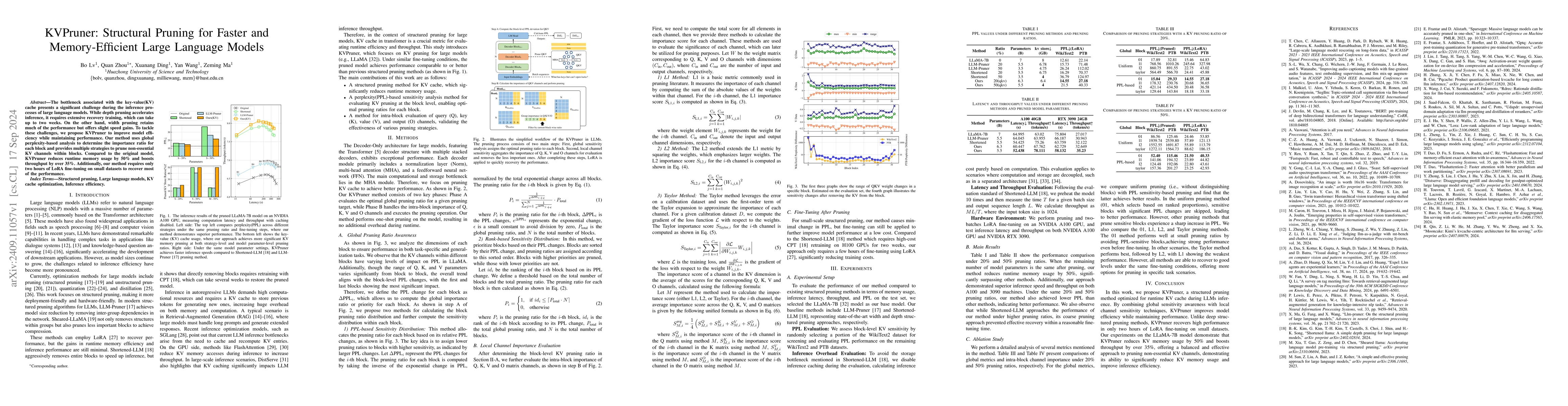 Thumbnail for KVPruner: Structural Pruning for Faster and Memory-Efficient Large
  Language Models