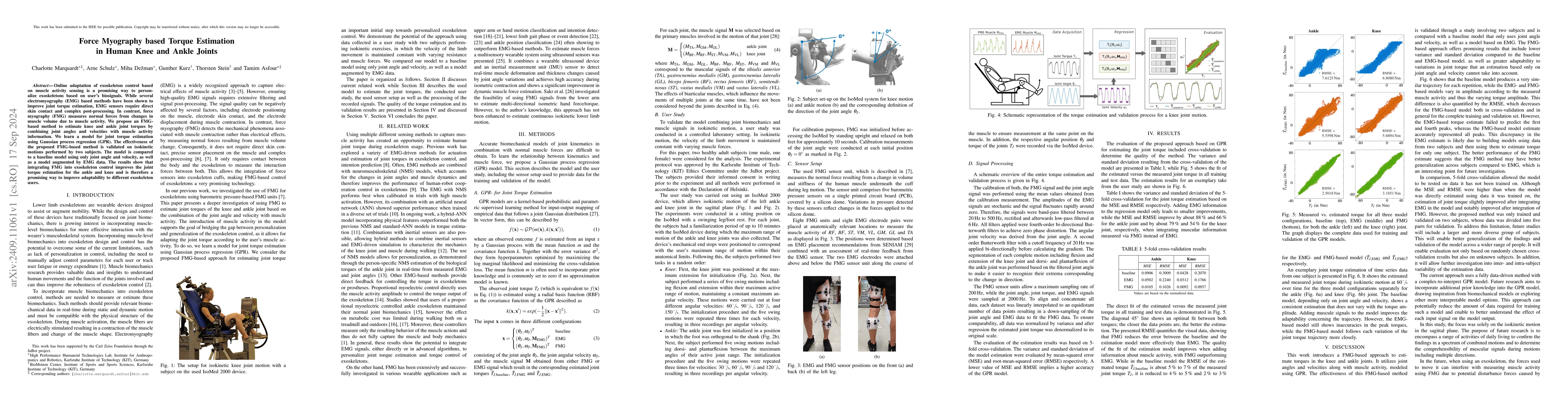 Thumbnail for Force Myography based Torque Estimation in Human Knee and Ankle Joints