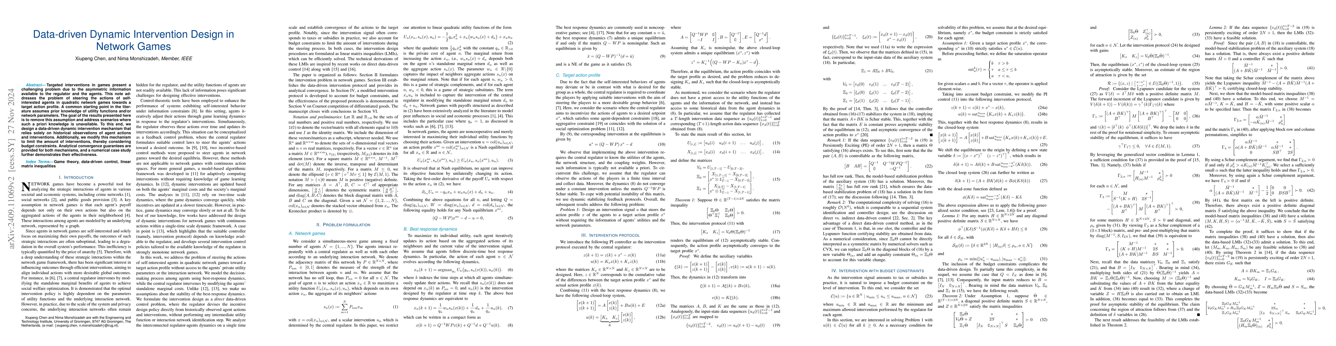 Thumbnail for Data-driven Dynamic Intervention Design in Network Games