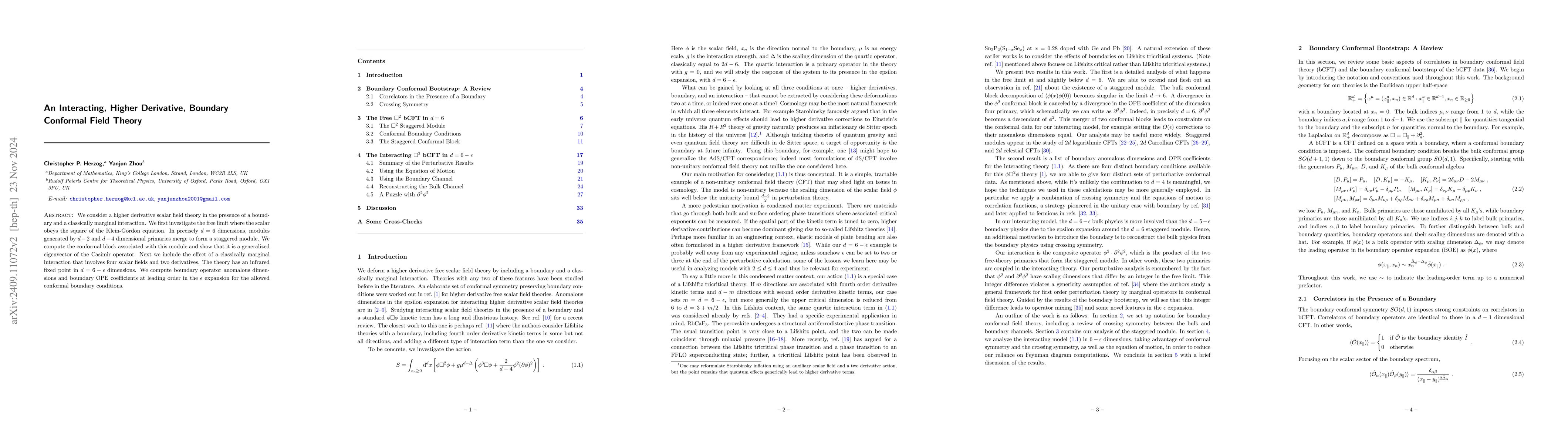 Thumbnail for An Interacting, Higher Derivative, Boundary Conformal Field Theory