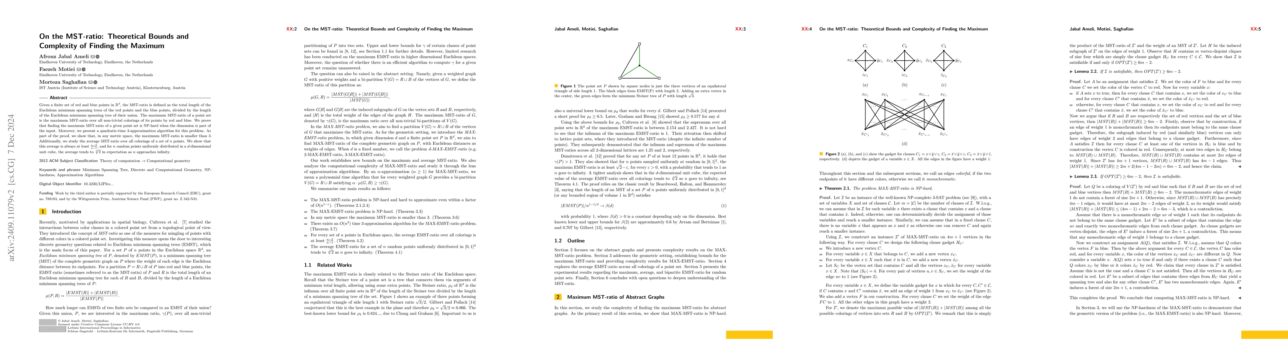 Thumbnail for On the MST-ratio: Theoretical Bounds and Complexity of Finding the
  Maximum