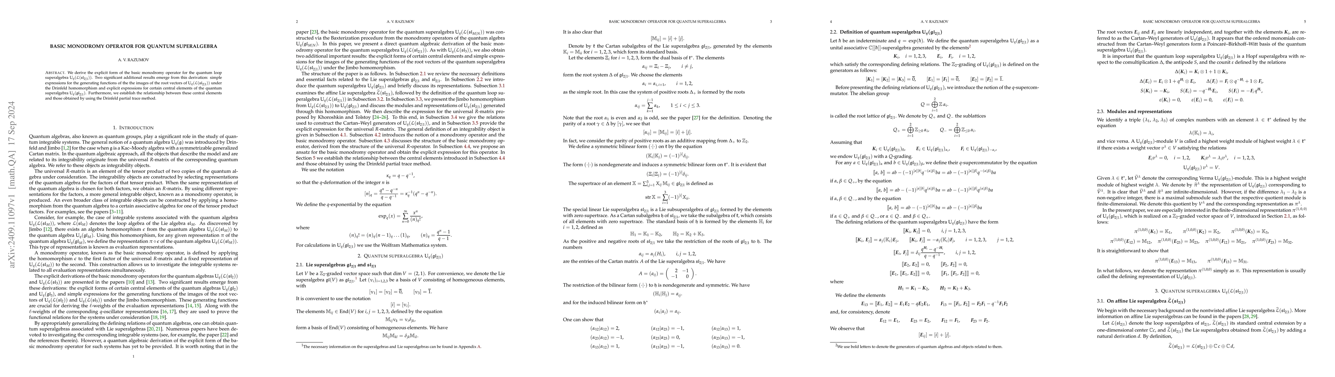 Thumbnail for Basic monodromy operator for quantum superalgebra