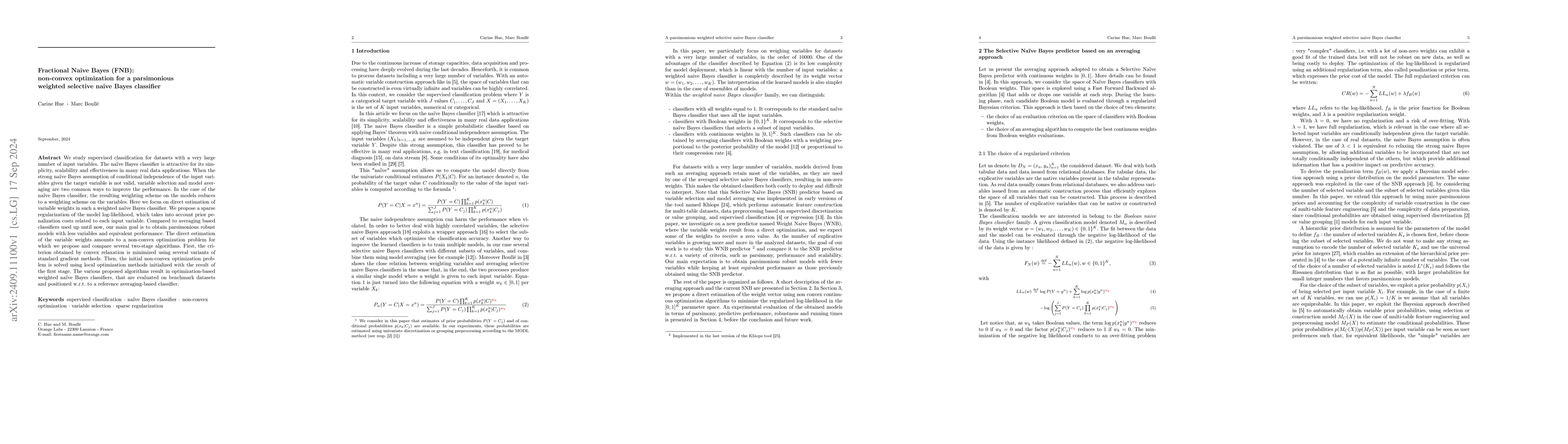 Thumbnail for Fractional Naive Bayes (FNB): non-convex optimization for a parsimonious
  weighted selective naive Bayes classifier