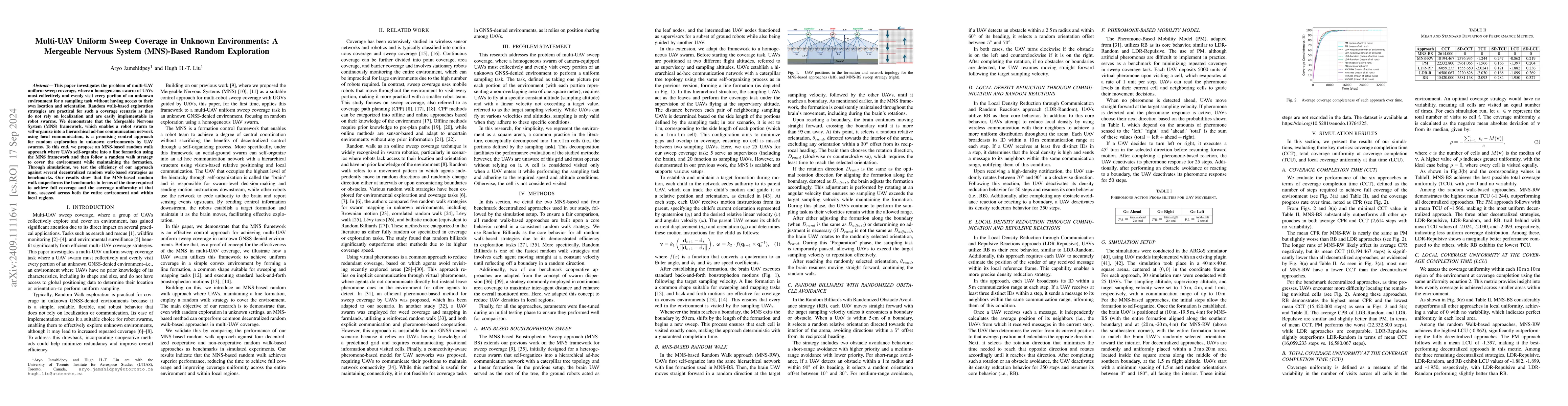 Thumbnail for Multi-UAV Uniform Sweep Coverage in Unknown Environments: A Mergeable
  Nervous System (MNS)-Based Random Exploration
