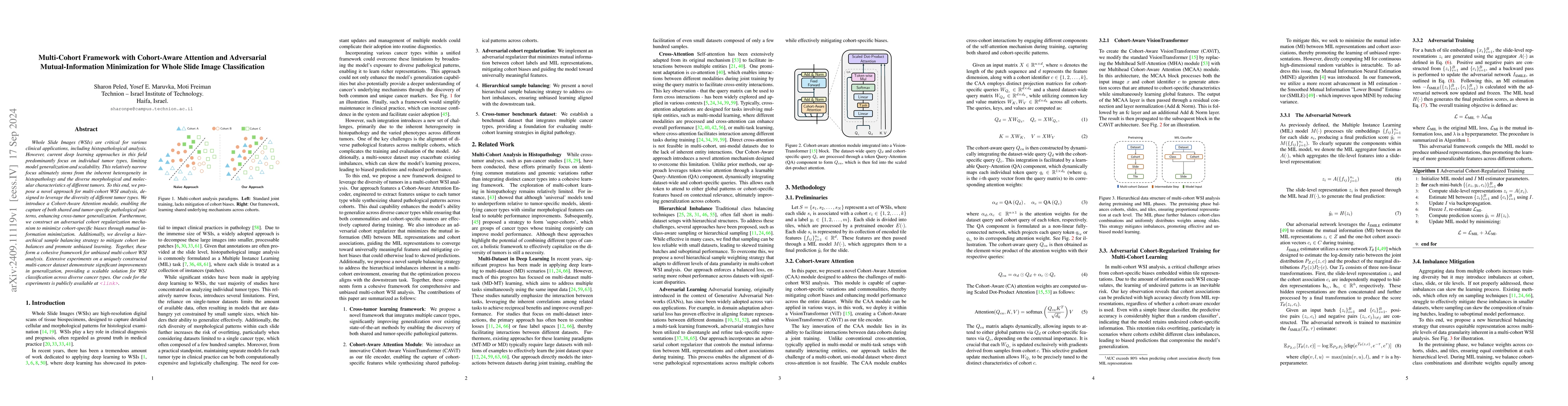 Thumbnail for Multi-Cohort Framework with Cohort-Aware Attention and Adversarial
  Mutual-Information Minimization for Whole Slide Image Classification