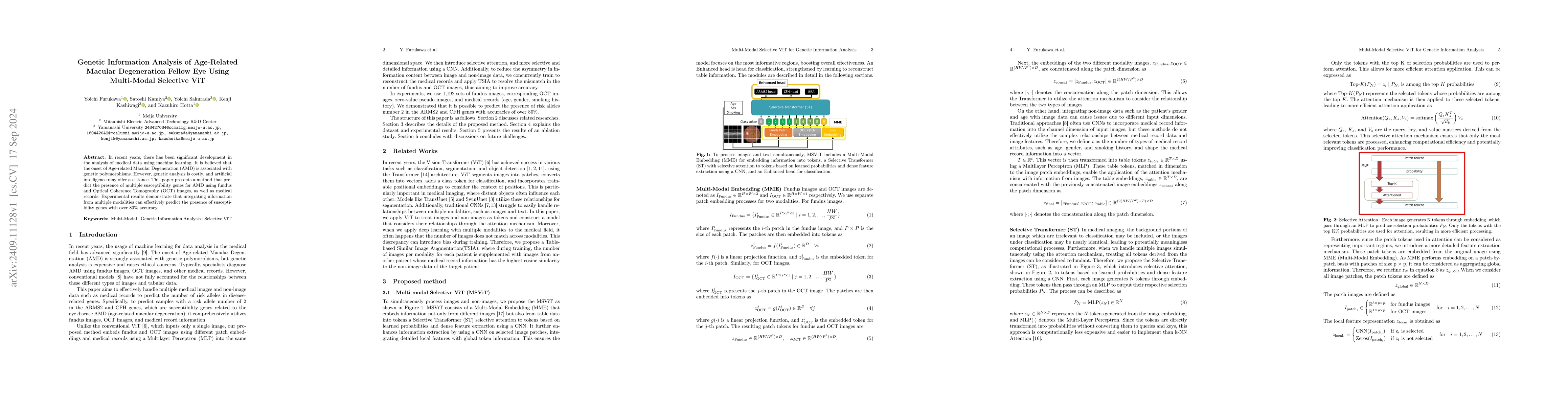 Thumbnail for Genetic Information Analysis of Age-Related Macular Degeneration Fellow
  Eye Using Multi-Modal Selective ViT