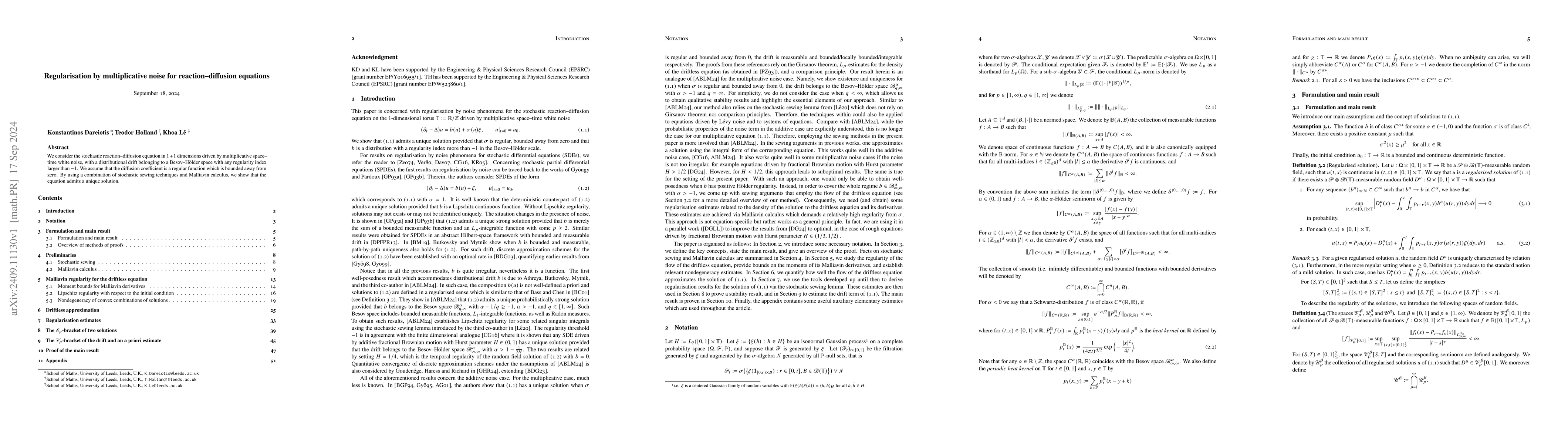 Thumbnail for Regularisation by multiplicative noise for reaction-diffusion equations