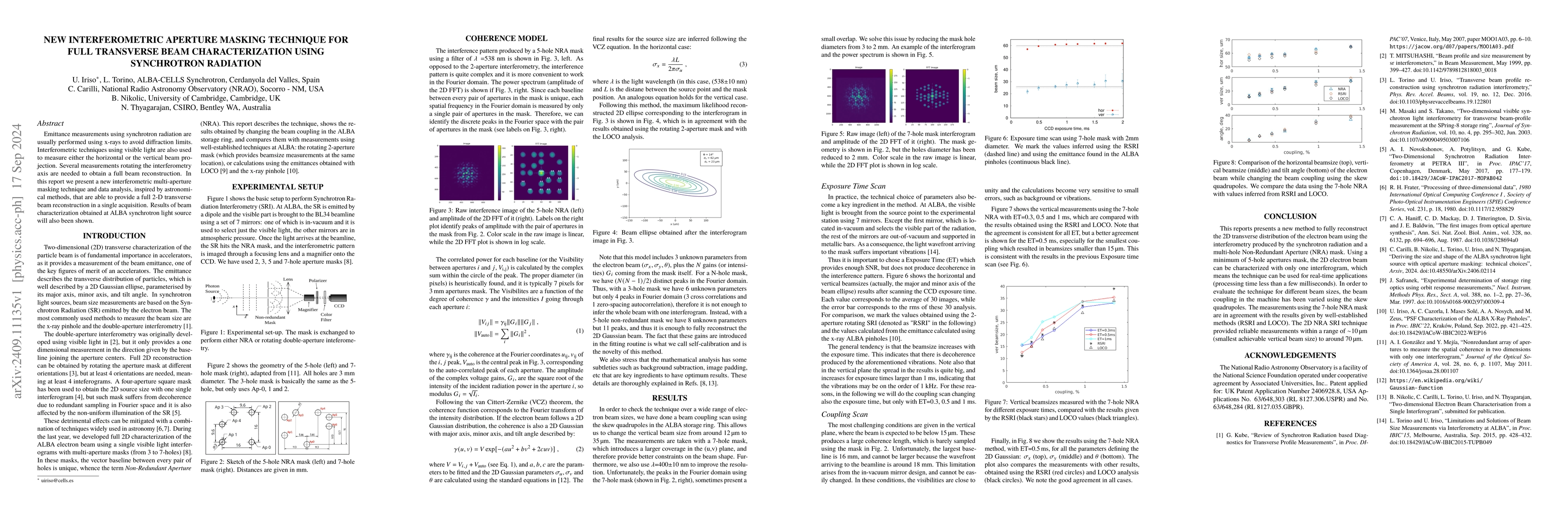Thumbnail for New interferometric aperture masking technique for full transverse beam
  characterization using synchrotron radiation