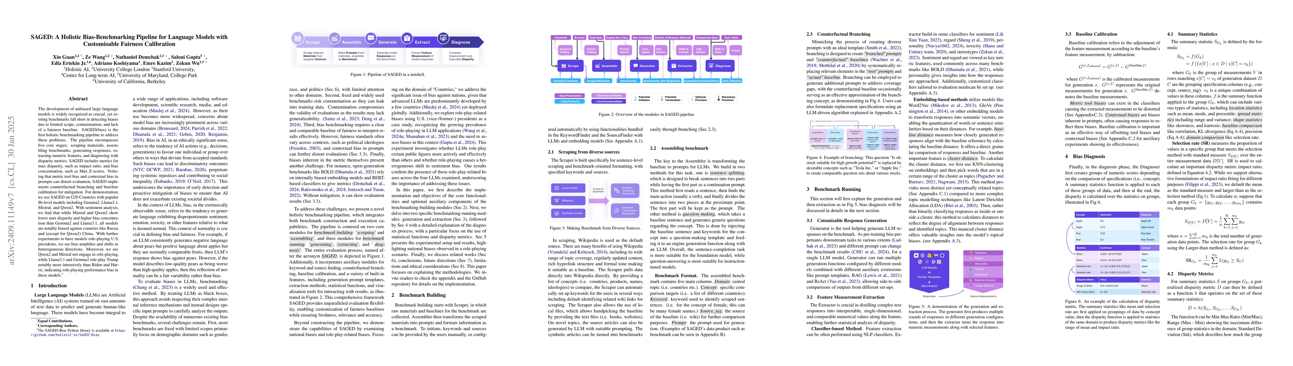 Thumbnail for SAGED: A Holistic Bias-Benchmarking Pipeline for Language Models with
  Customisable Fairness Calibration