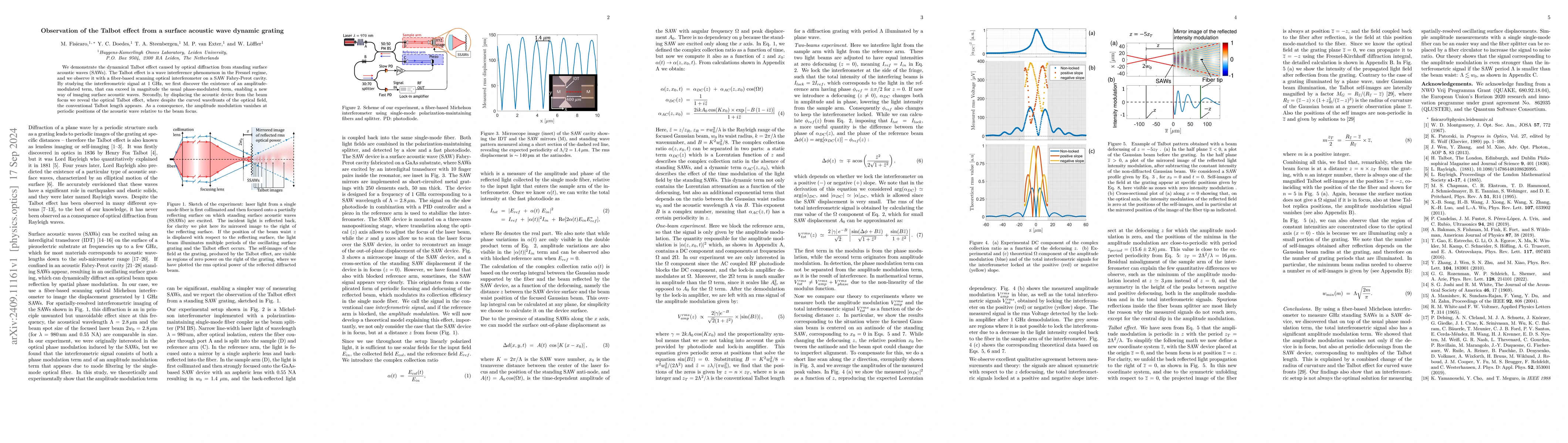 Thumbnail for Observation of the Talbot effect from a surface acoustic wave dynamic
  grating