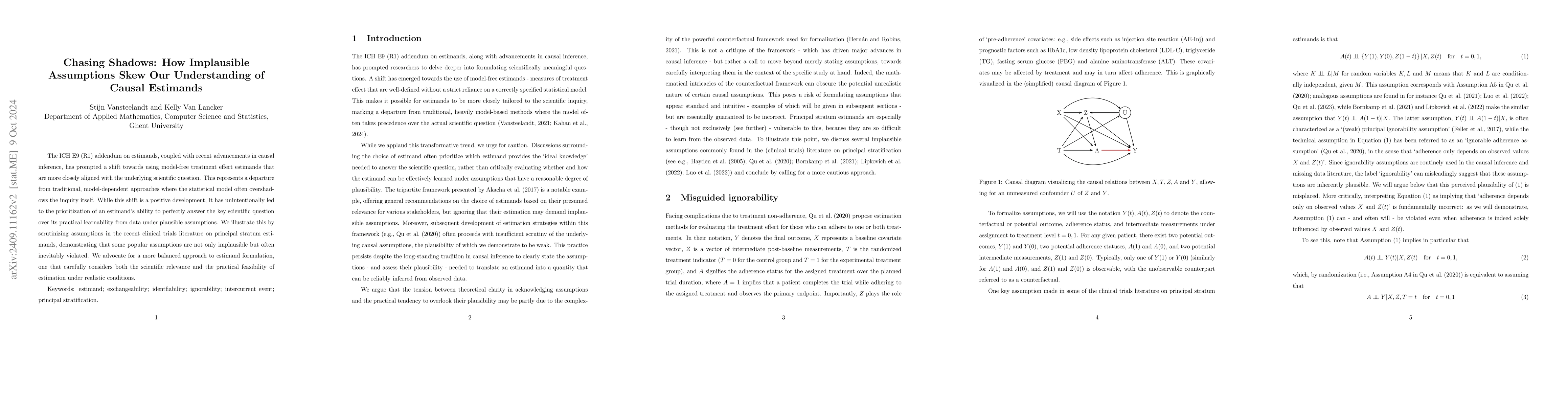 Thumbnail for Chasing Shadows: How Implausible Assumptions Skew Our Understanding of
  Causal Estimands