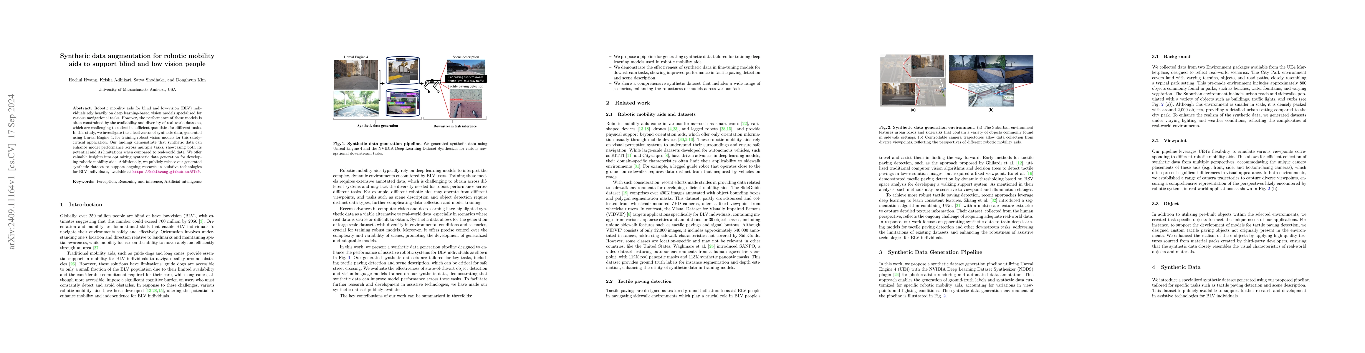 Thumbnail for Synthetic data augmentation for robotic mobility aids to support blind
  and low vision people
