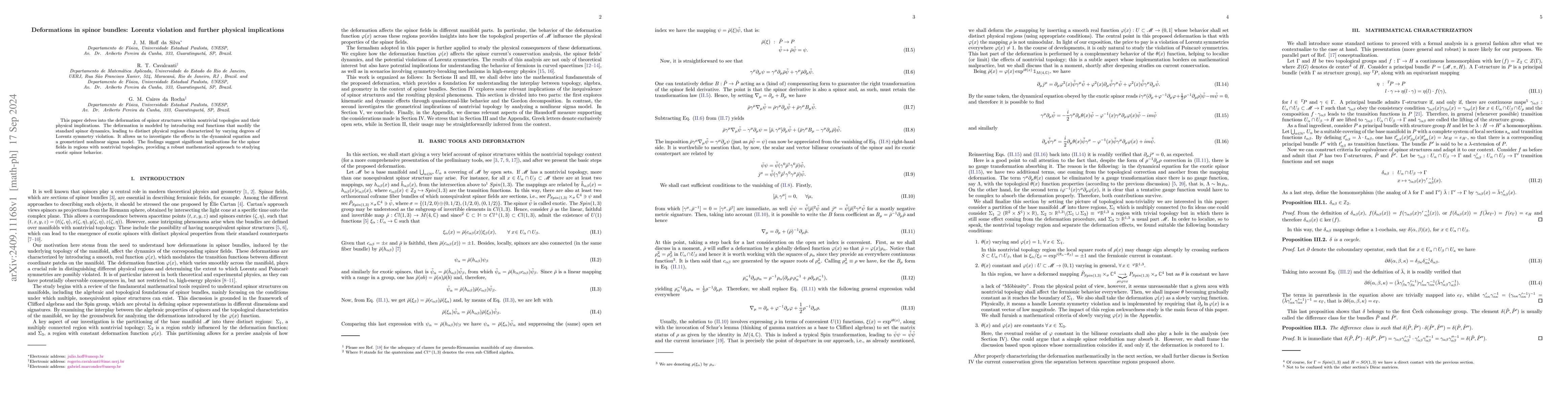Thumbnail for Deformations in spinor bundles: Lorentz violation and further physical
  implications