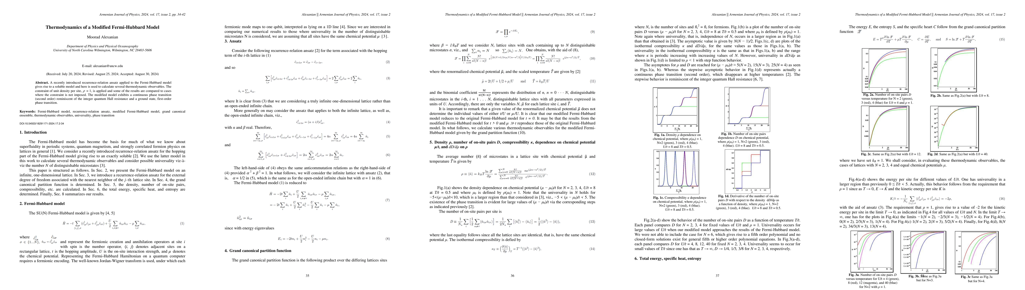 Thumbnail for Thermodynamics of a Modified Fermi-Hubbard Model