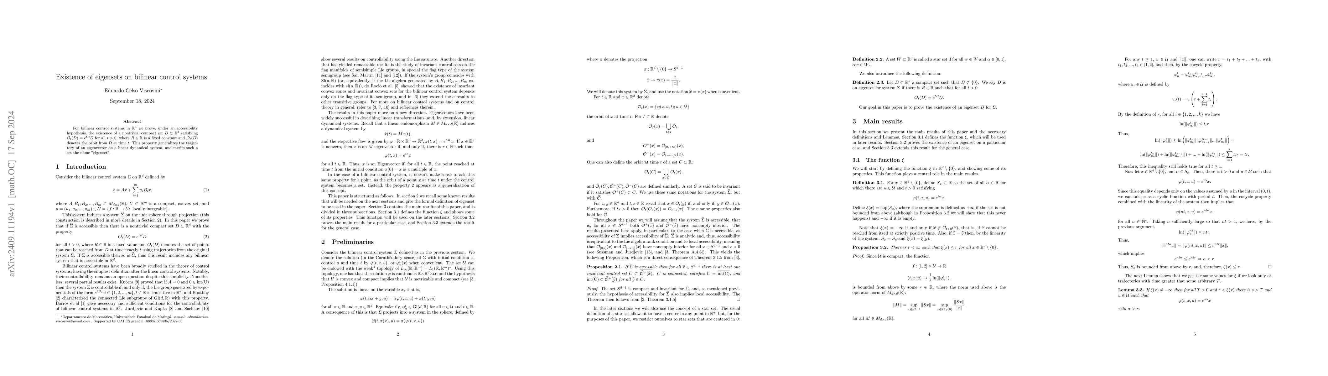 Thumbnail for Existence of eigensets on bilinear control systems