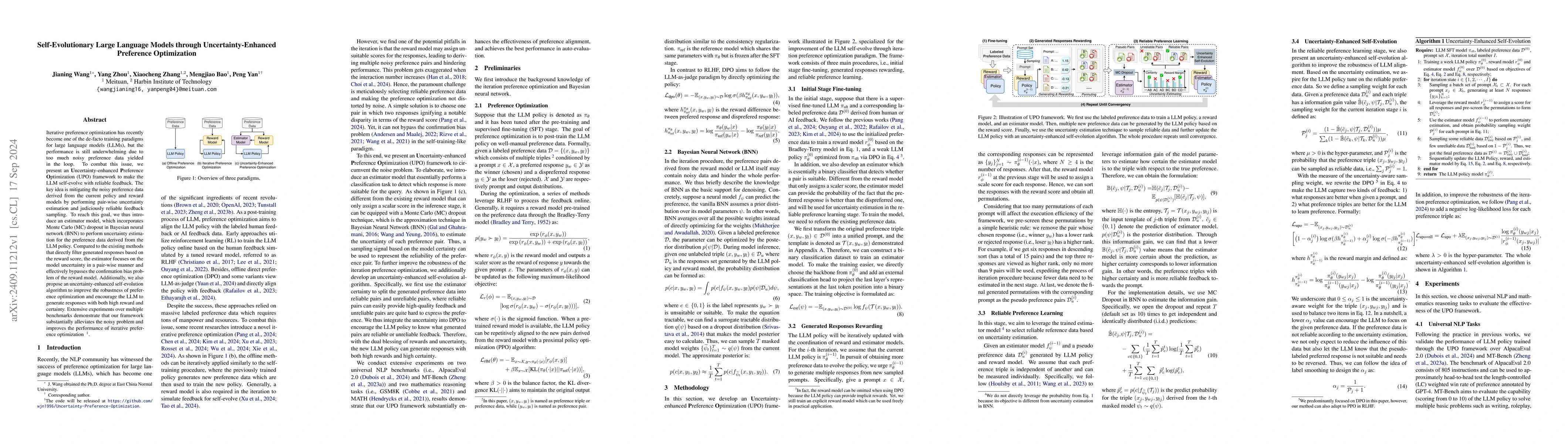 Thumbnail for Self-Evolutionary Large Language Models through Uncertainty-Enhanced
  Preference Optimization