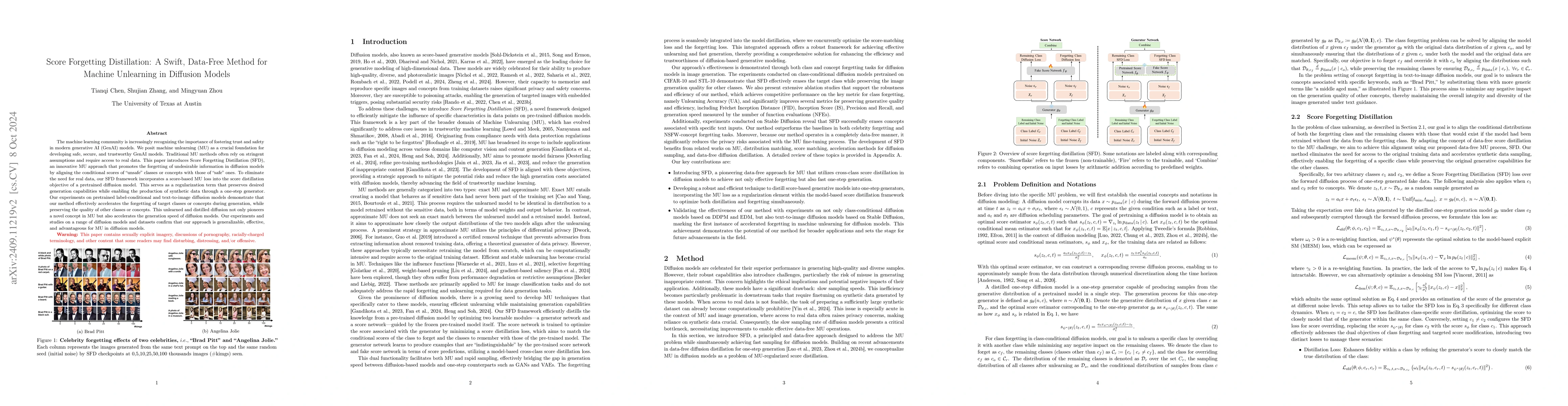 Thumbnail for Score Forgetting Distillation: A Swift, Data-Free Method for Machine
  Unlearning in Diffusion Models