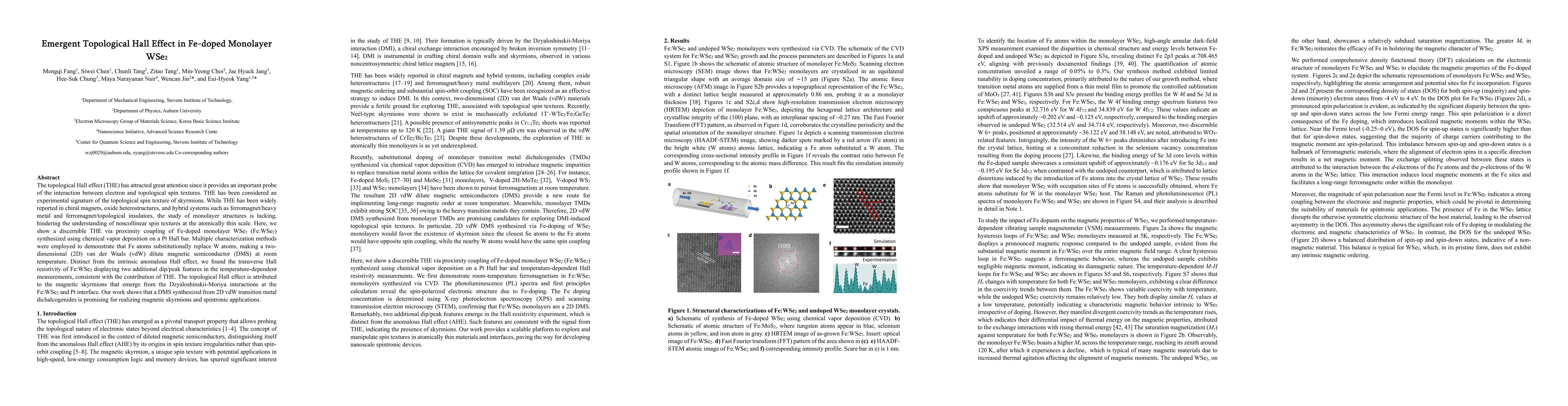 Thumbnail for Emergent Topological Hall Effect in Fe-doped Monolayer WSe2