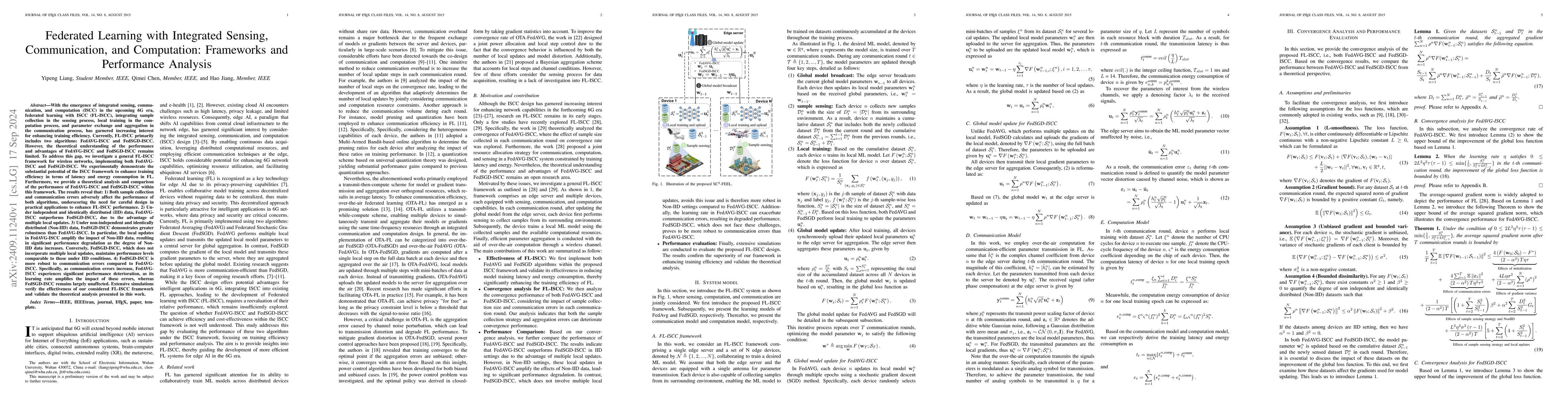 Thumbnail for Federated Learning with Integrated Sensing, Communication, and
  Computation: Frameworks and Performance Analysis