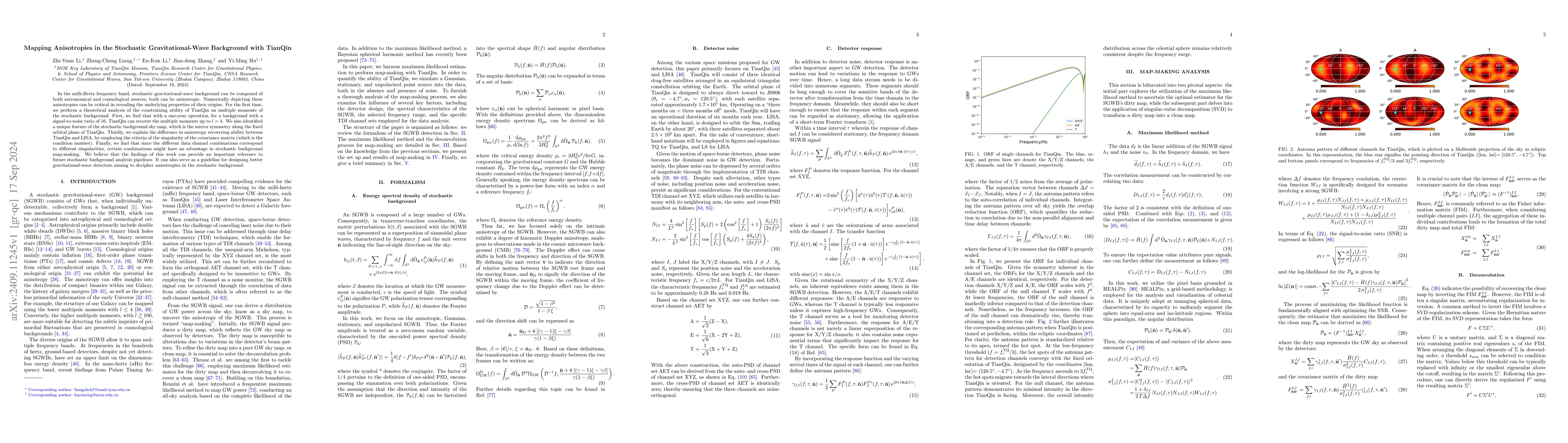 Thumbnail for Mapping Anisotropies in the Stochastic Gravitational-Wave Background
  with TianQin