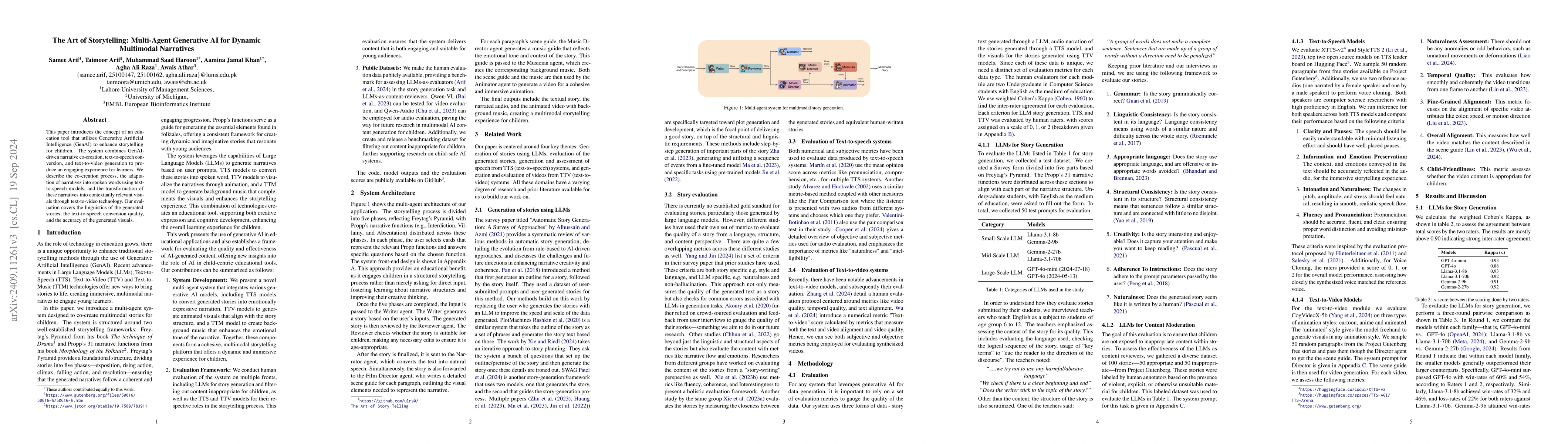 Thumbnail for The Art of Storytelling: Multi-Agent Generative AI for Dynamic
  Multimodal Narratives