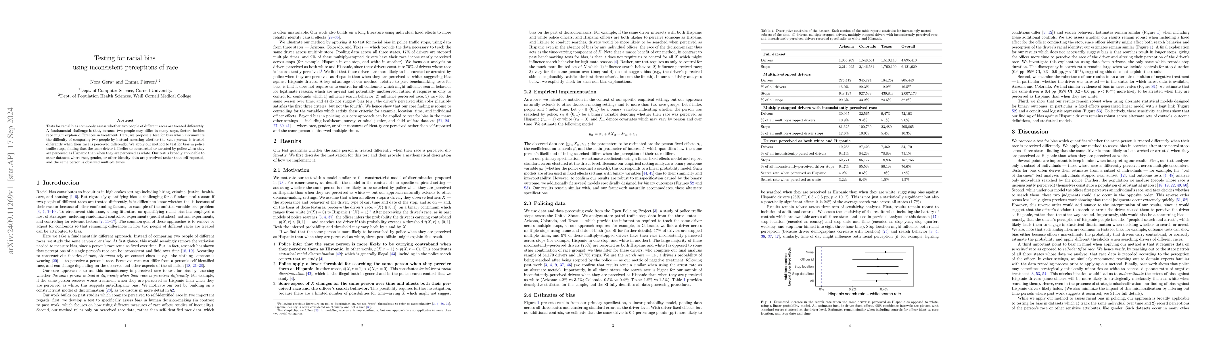 Thumbnail for Testing for racial bias using inconsistent perceptions of race