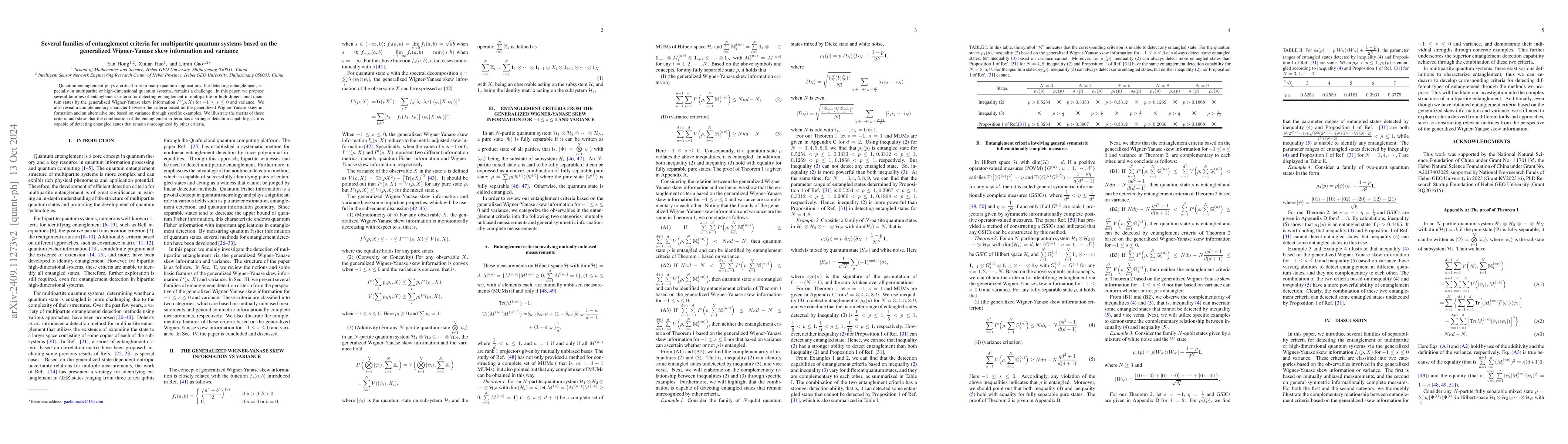 Thumbnail for Several families of entanglement criteria for multipartite quantum
  systems based on generalized Wigner-Yanase skew information and variance