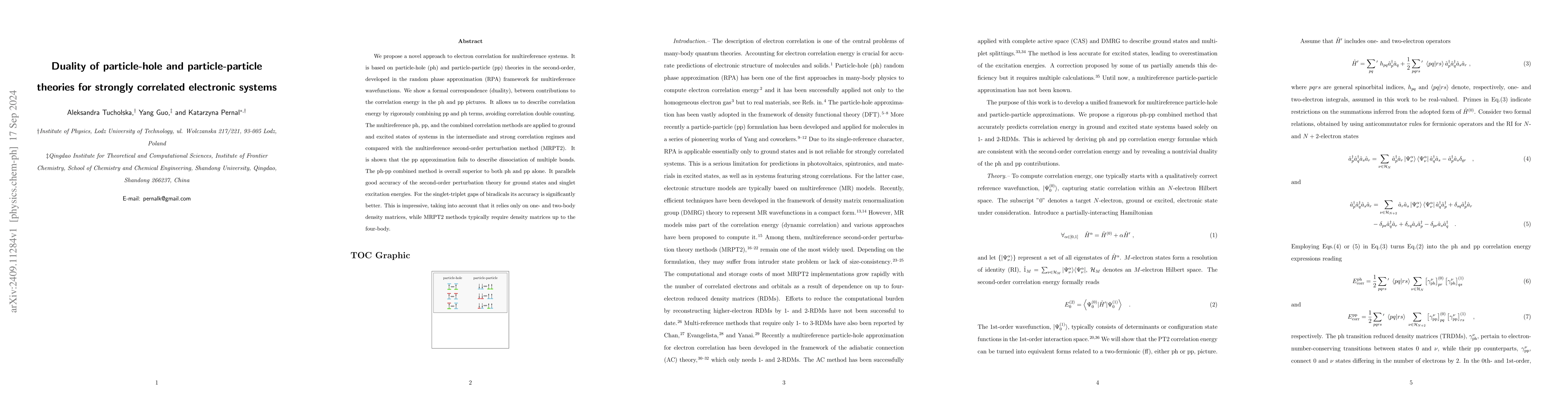 Thumbnail for Duality of particle-hole and particle-particle theories for strongly
  correlated electronic systems