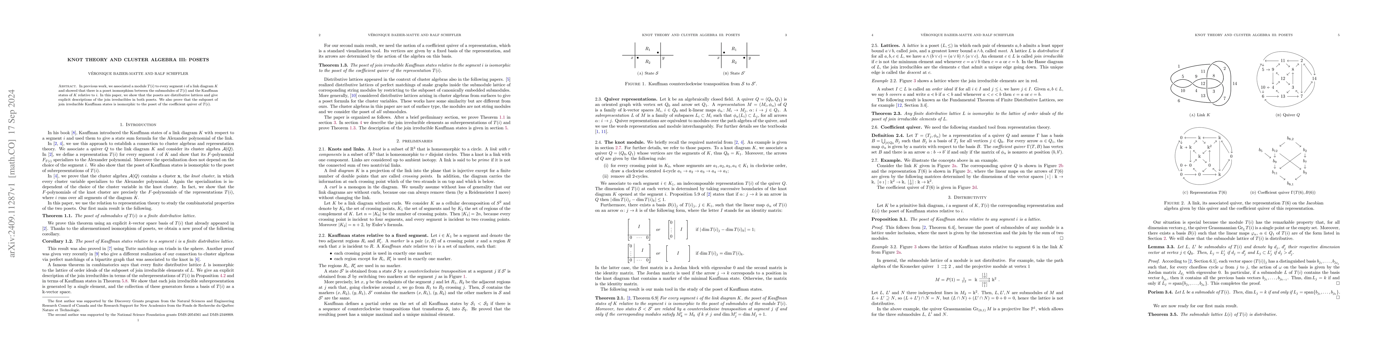Thumbnail for Knot theory and cluster algebra III: Posets