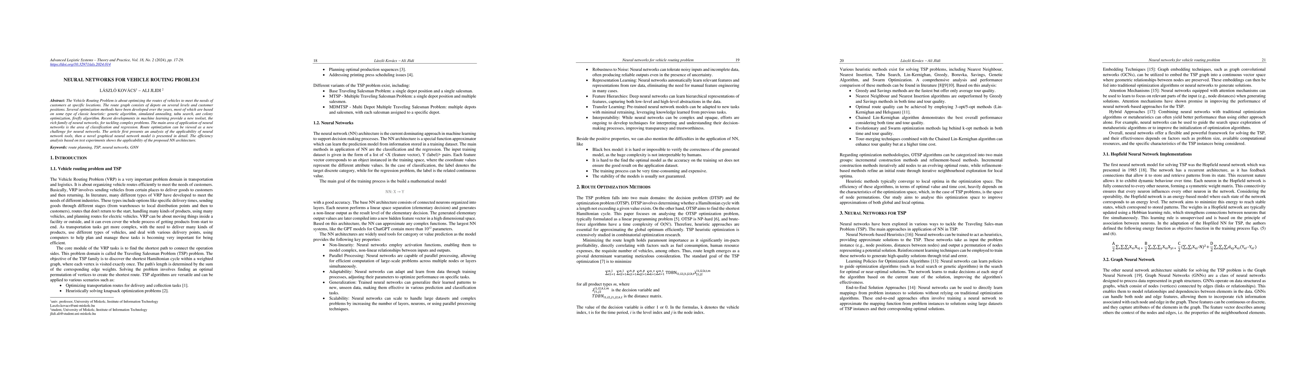 Thumbnail for Neural Networks for Vehicle Routing Problem