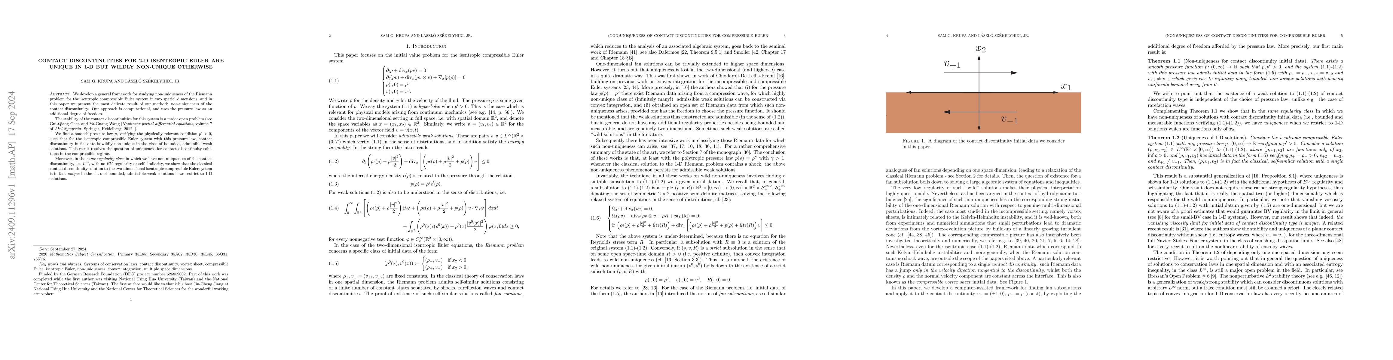 Thumbnail for Contact discontinuities for 2-D isentropic Euler are unique in 1-D but
  wildly non-unique otherwise