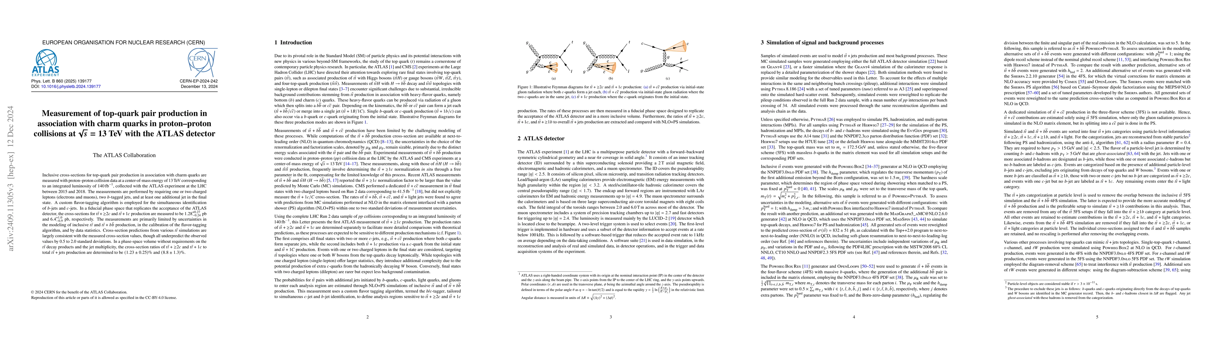 Thumbnail for Measurement of top-quark pair production in association with charm
  quarks in proton-proton collisions at $\sqrt{s}=13$ TeV with the ATLAS
  detector