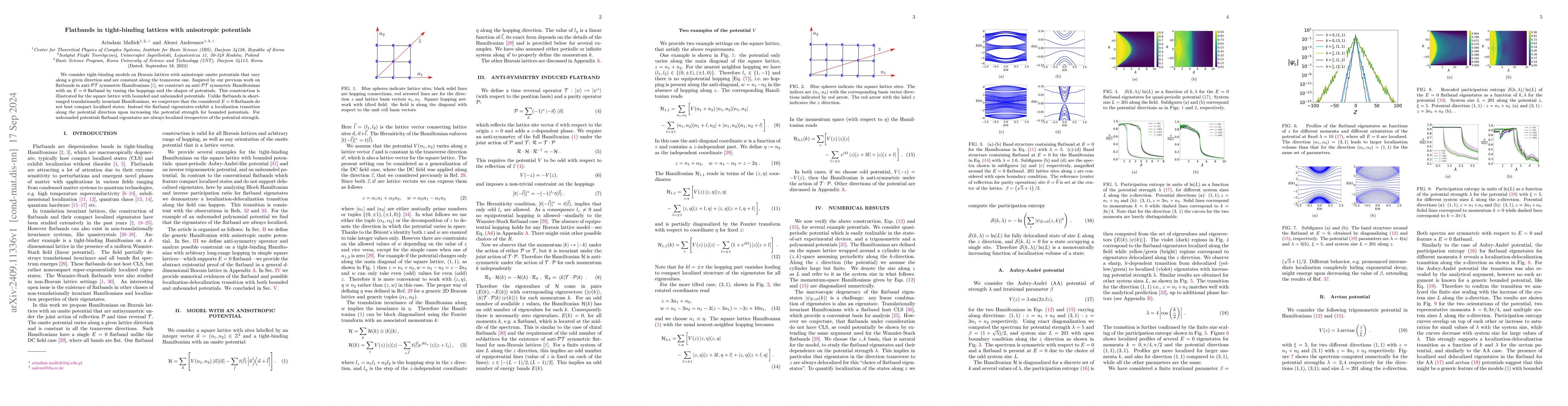 Thumbnail for Flatbands in tight-binding lattices with anisotropic potentials