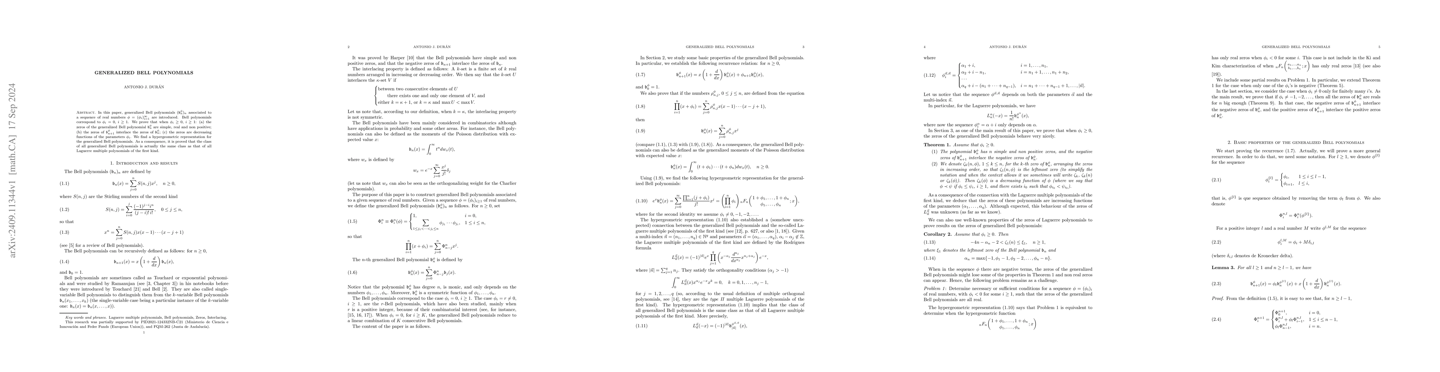 Thumbnail for Generalized Bell polynomials