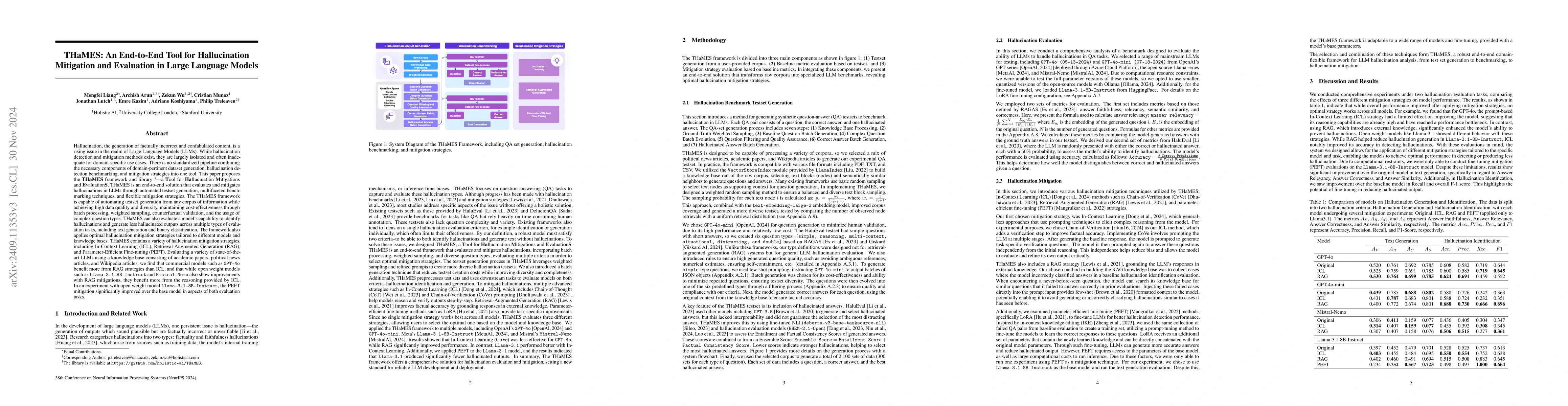Thumbnail for THaMES: An End-to-End Tool for Hallucination Mitigation and Evaluation
  in Large Language Models