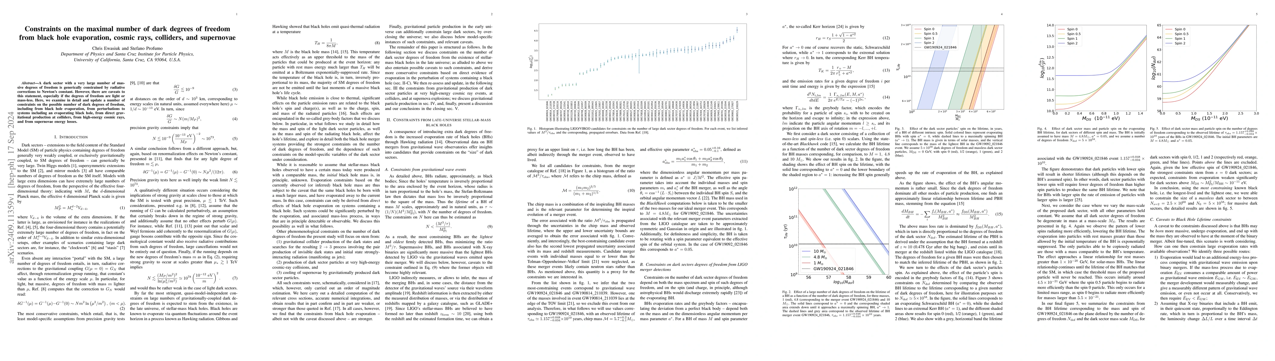 Thumbnail for Constraints on the maximal number of dark degrees of freedom from black
  hole evaporation, cosmic rays, colliders, and supernovae