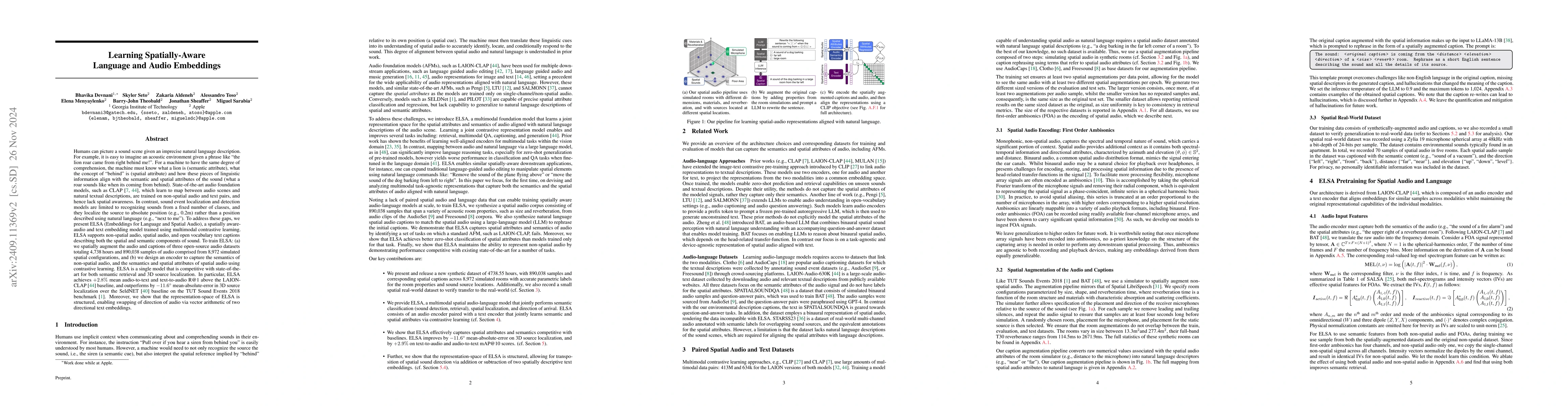 Thumbnail for Learning Spatially-Aware Language and Audio Embedding