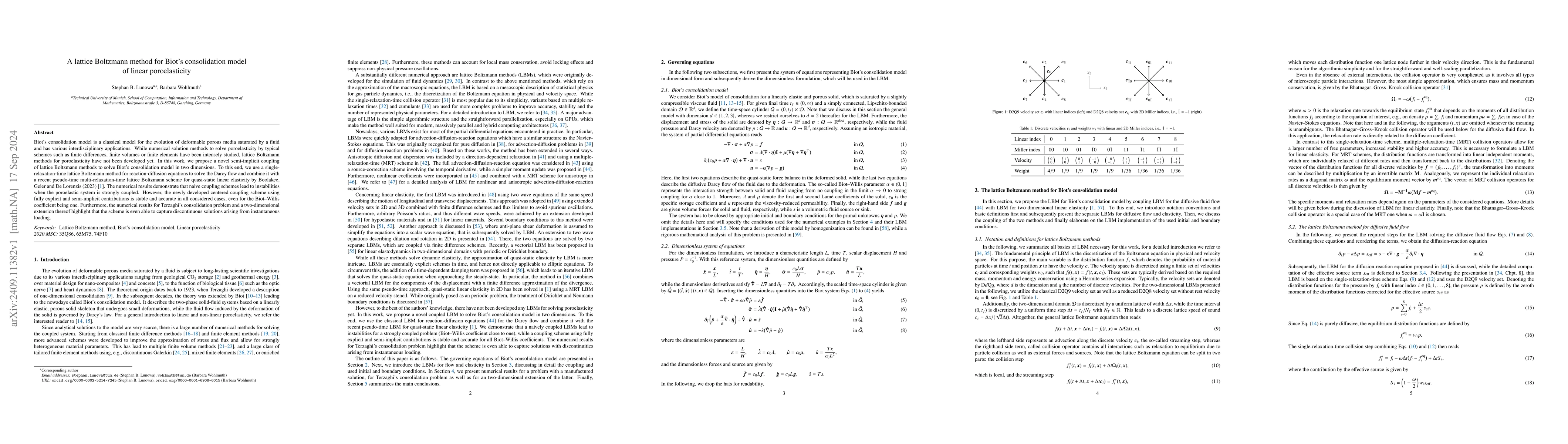 Thumbnail for A lattice Boltzmann method for Biot's consolidation model of linear
  poroelasticity